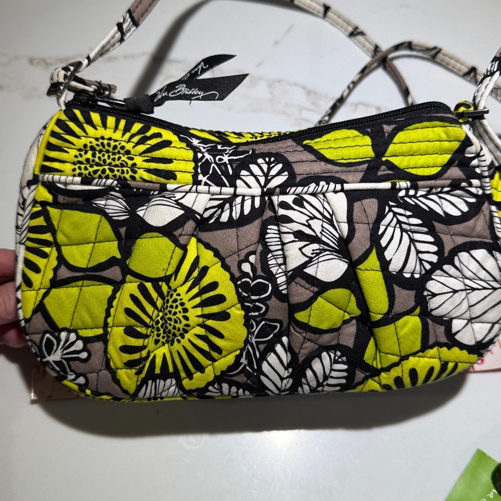 2 PIECE NEW Set VERA BRADLEY Citron Crossbody & Zip ID Case, Black/Neon Yellow - Picture 2 of 10